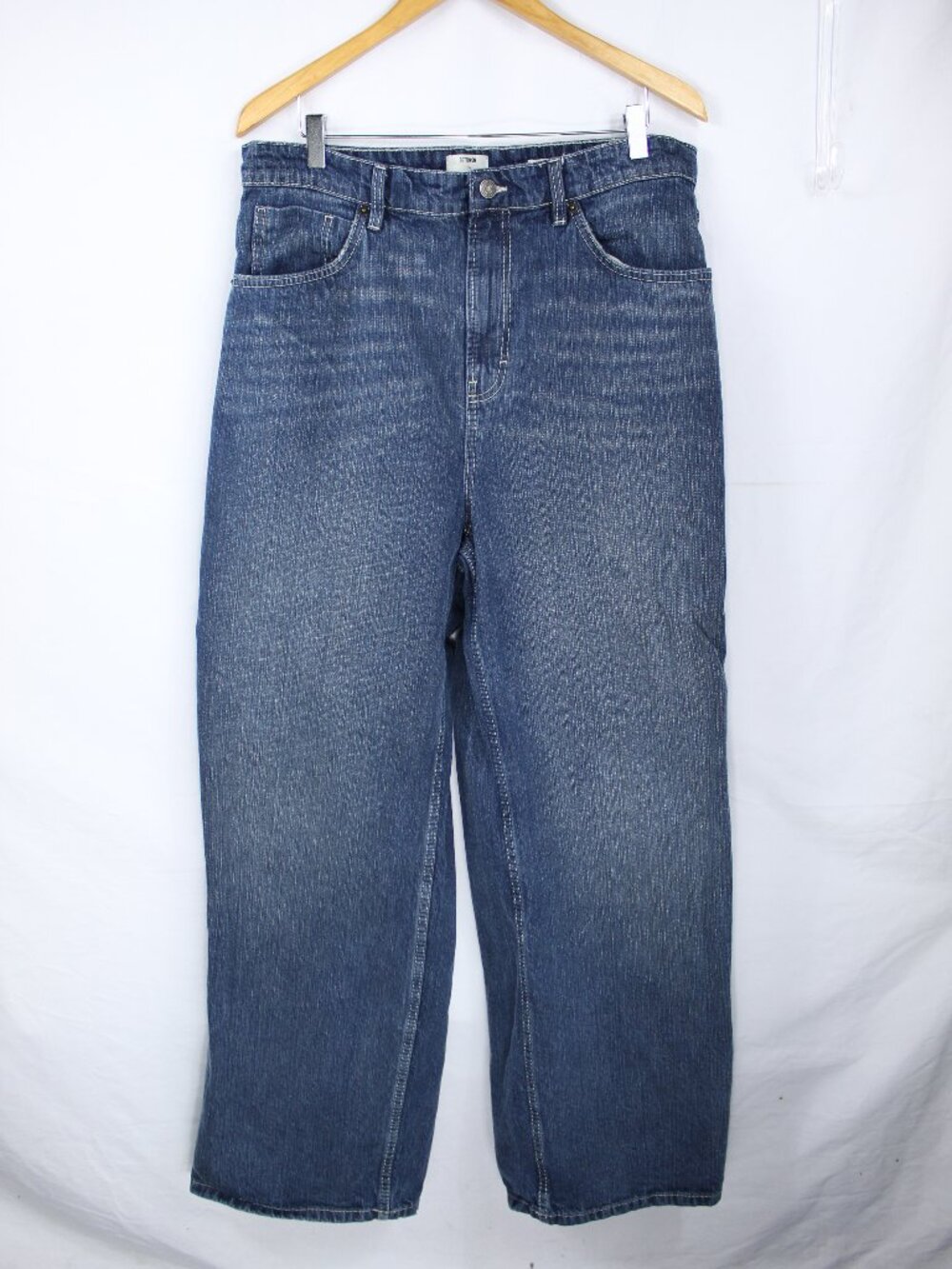 Cotton-On Men's Mid Rise Relaxed Medium Blue Super Baggy Jeans Size 34 Grunge